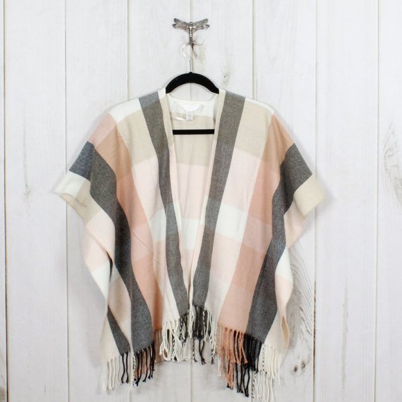 LC Lauren Conrad Accessories - LC Lauren Condrad Multicolor Fringed Woven Plaid Cardigan Shawl Size OS